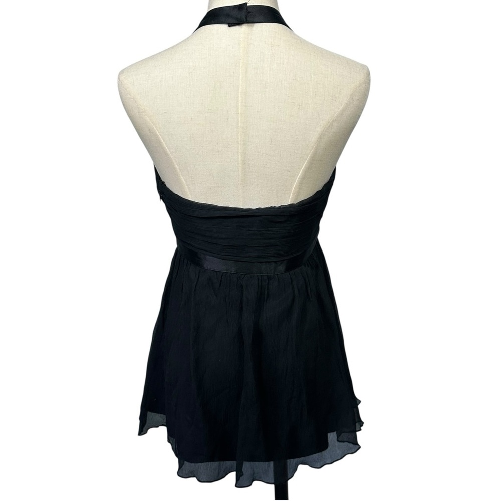 VTG Y2K Express Halter Babydoll Top 6 Rhinestone 100%‎ Silk Tank Retro Going Out - Picture 3 of 10